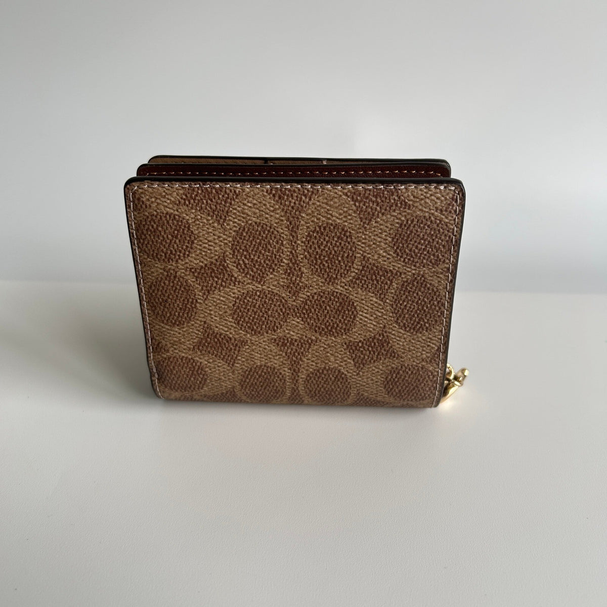 Coach Snap Wallet Tan Brown Signature Canvas Bifold CW789