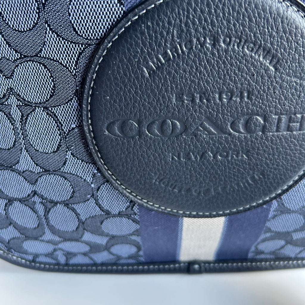 Coach Dempsey File Bag Blue Signature Jacquard Crossbody C4135