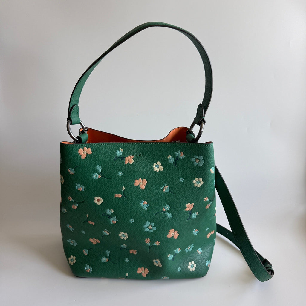 Coach Town Bucket Bag Green Multi Leather Mystical Floral C8214 Crossbody