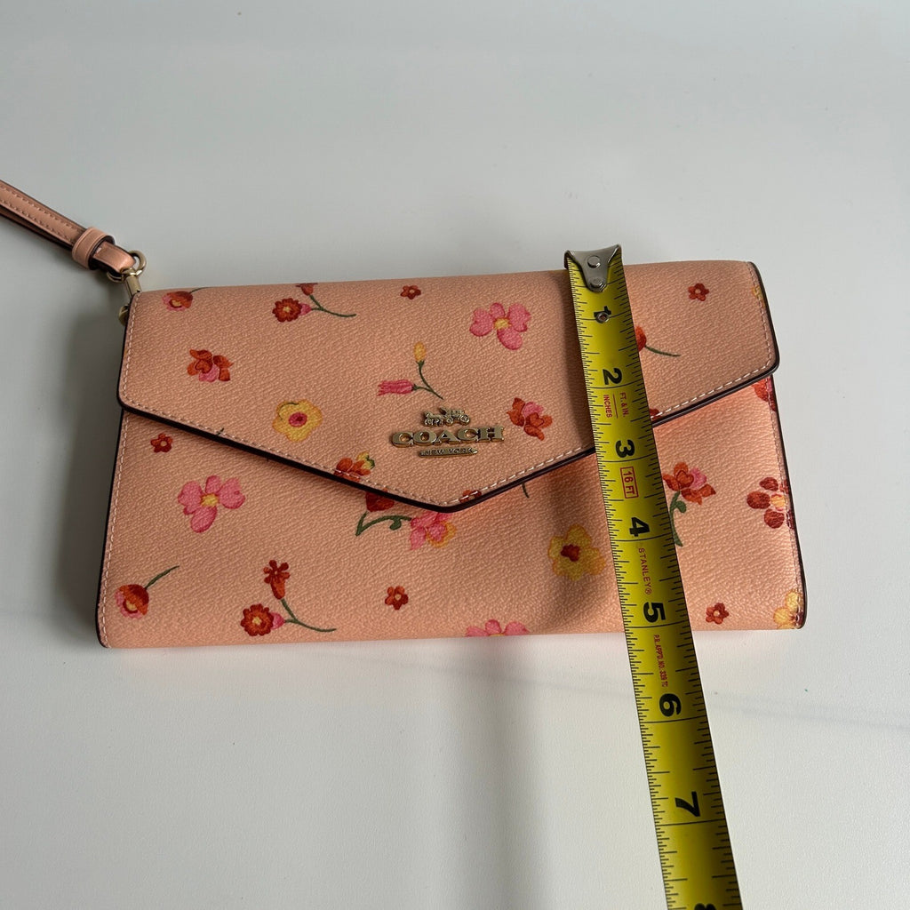 Coach Travel Envelope Wallet Mystical Floral Pink Leather Wristlet C8708