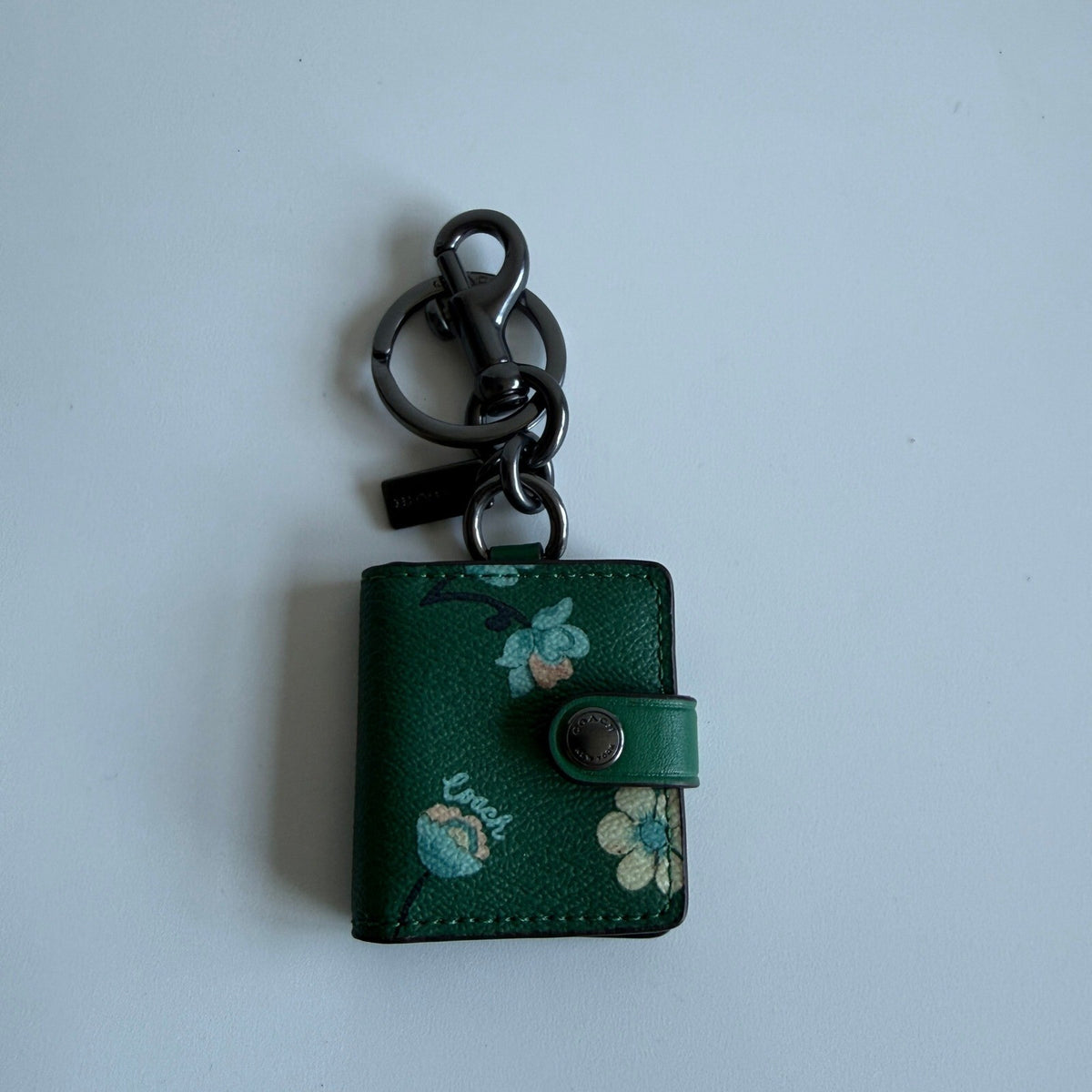 Coach Mystical Floral Green Leather Picture Frame Charm Key Ring Fob C8234
