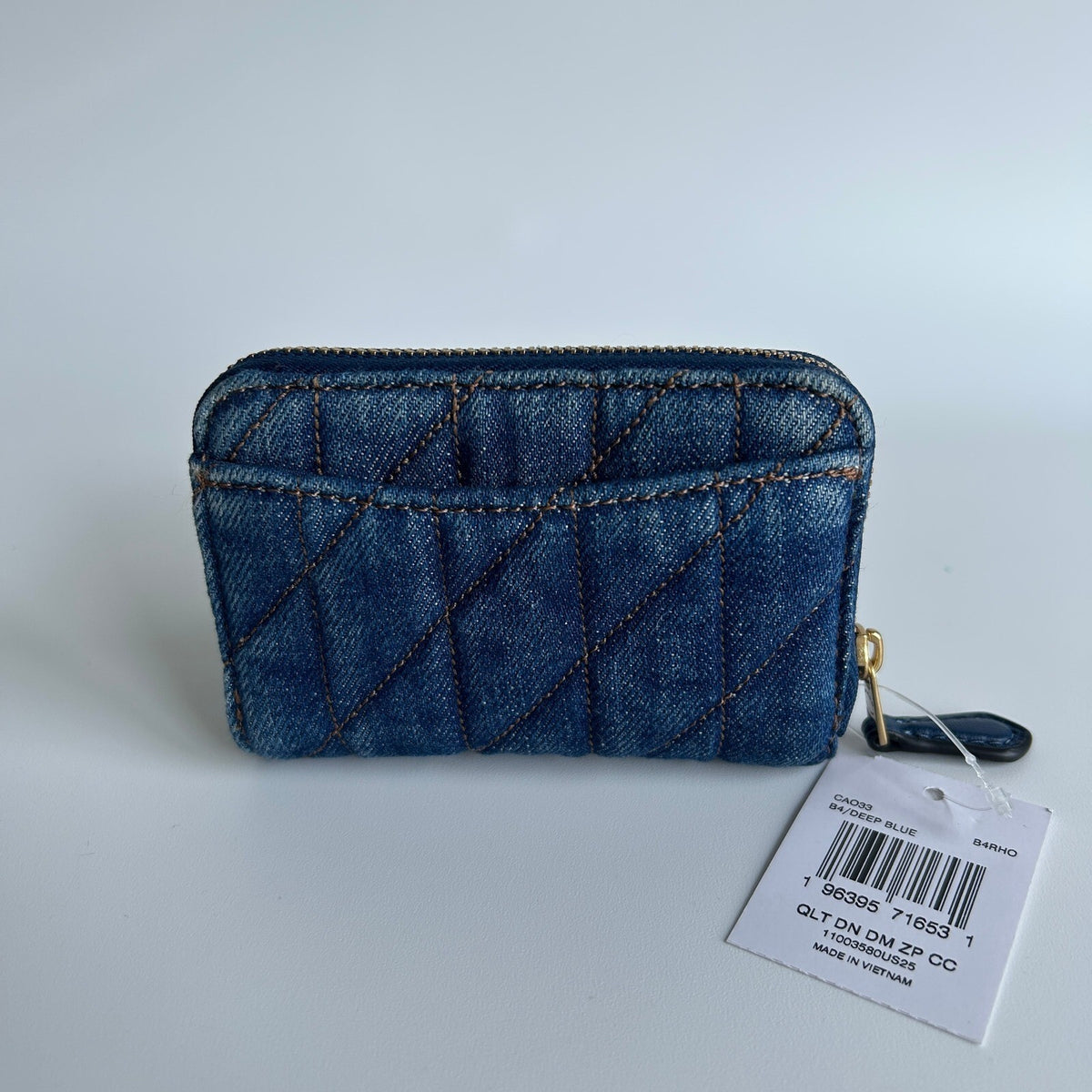 Coach Zippy Coin Case Deep Blue Quilted Denim Wallet CA033