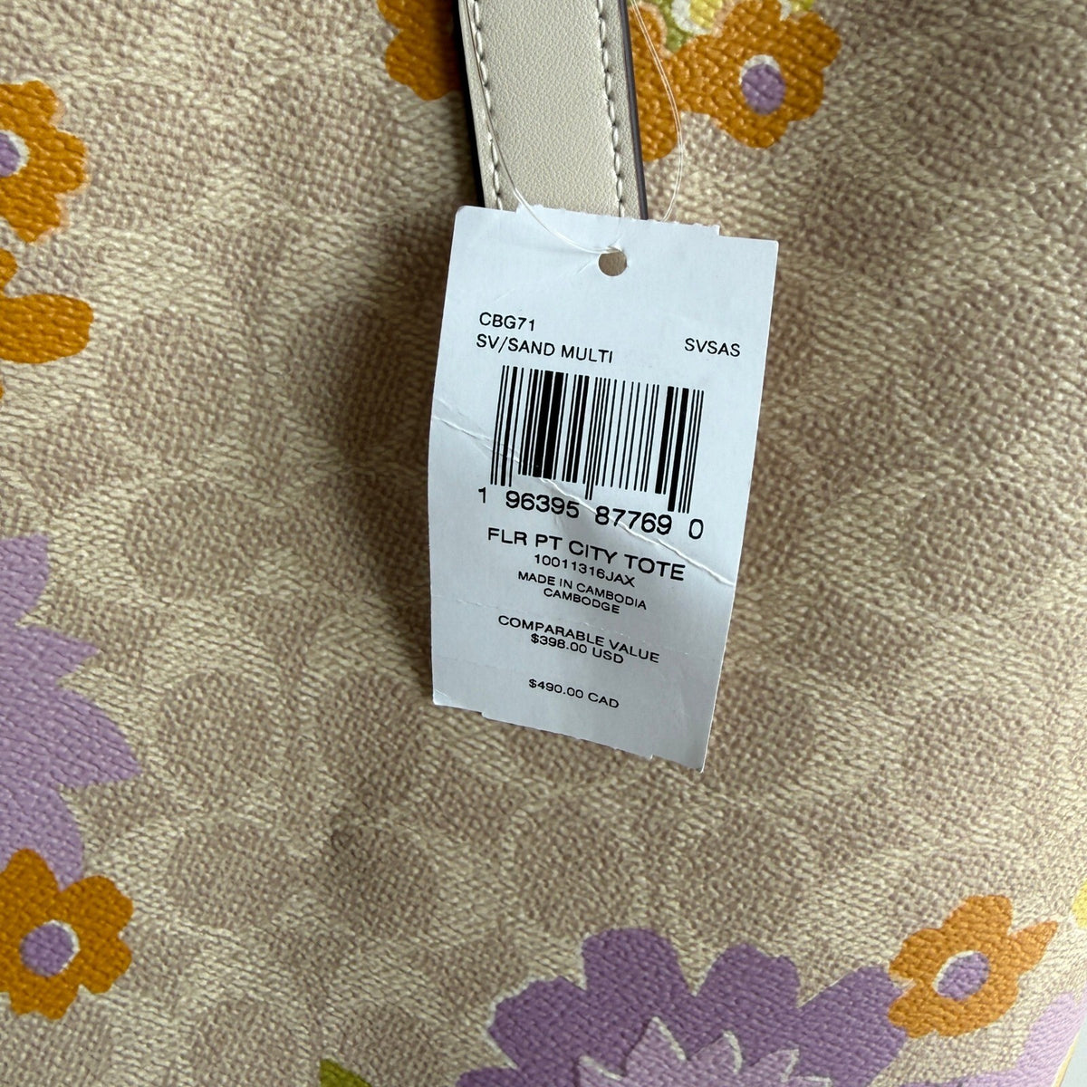 Coach City Tote Sand Multi Signature Canvas Floral Bag CBG71