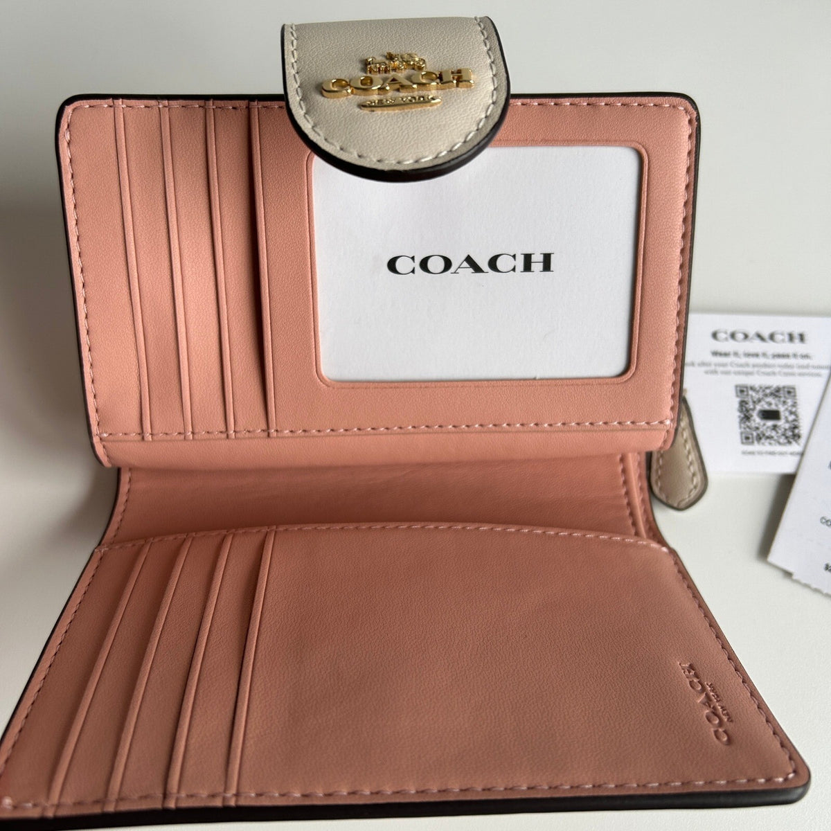 Coach Medium Corner Zip Wallet Signature Floral Sand Multi Canvas Leather CAR13