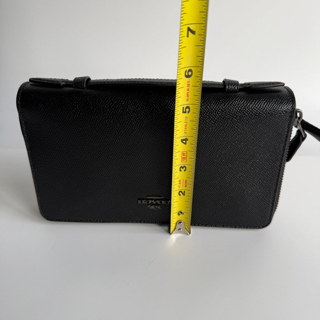 Coach Double Zip Travel Wallet Black Crossgrain Leather F23334