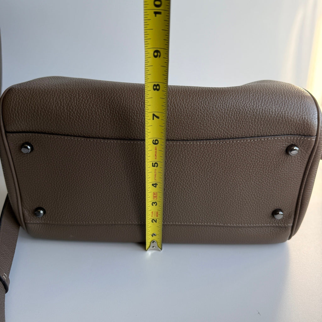 Coach Large Rowan Satchel Dark Stone Taupe Pebbled Leather Bag CV960