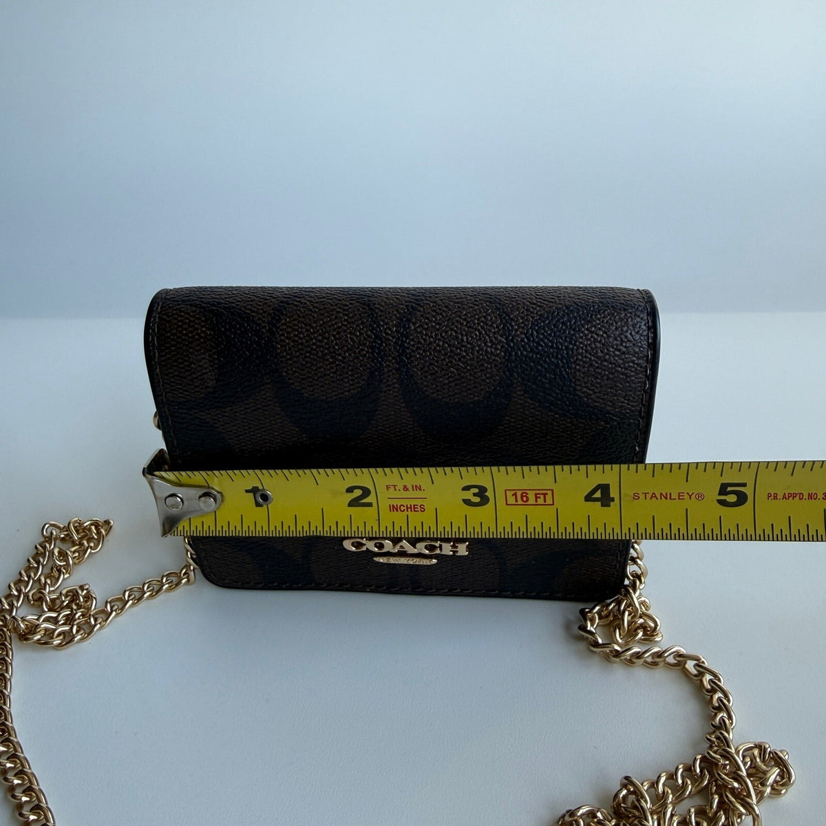 Coach Mini Wallet On A Chain Brown Black Signature Canvas Crossbody C0059