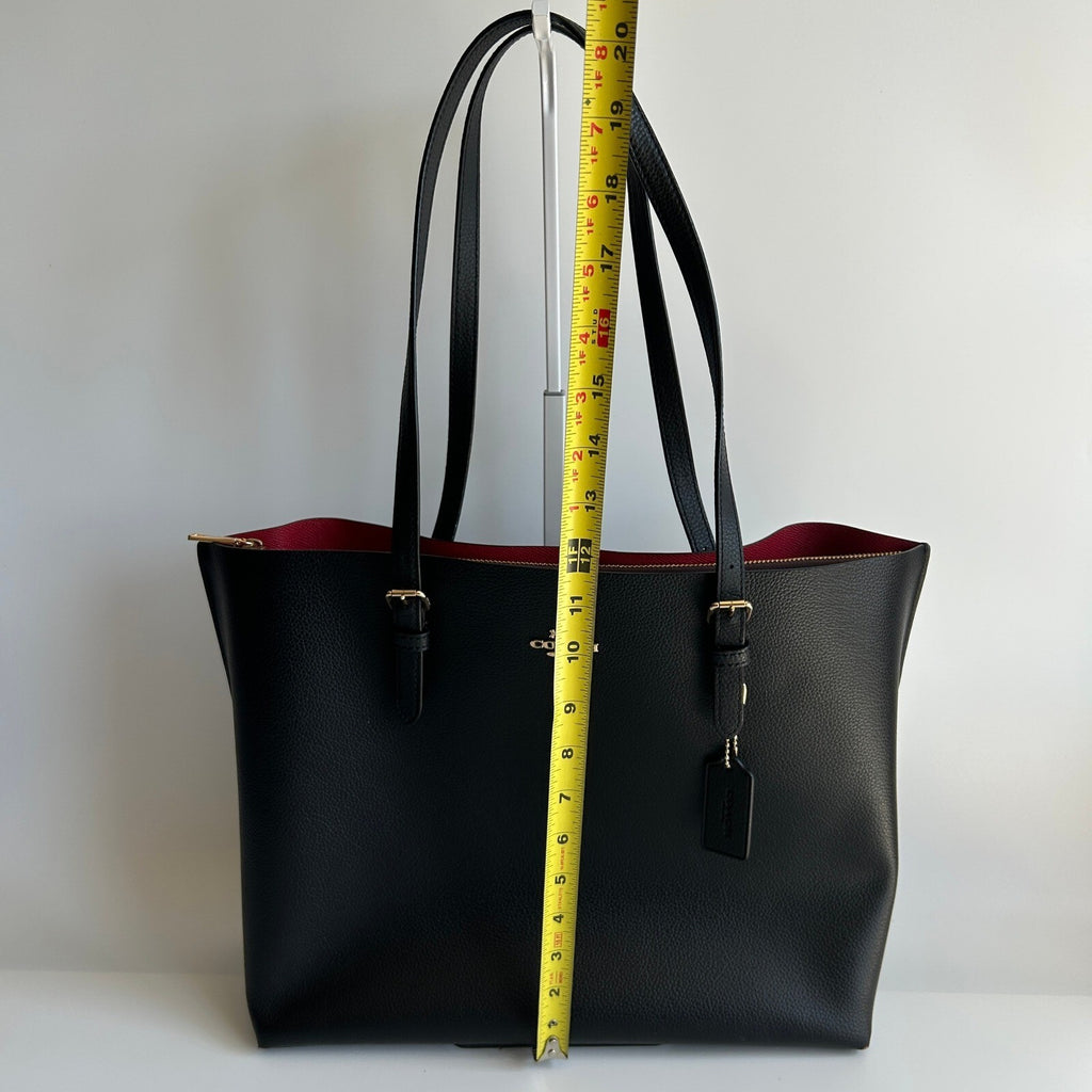 Coach Mollie Tote 1671 Black Pebbled Leather Large Bag