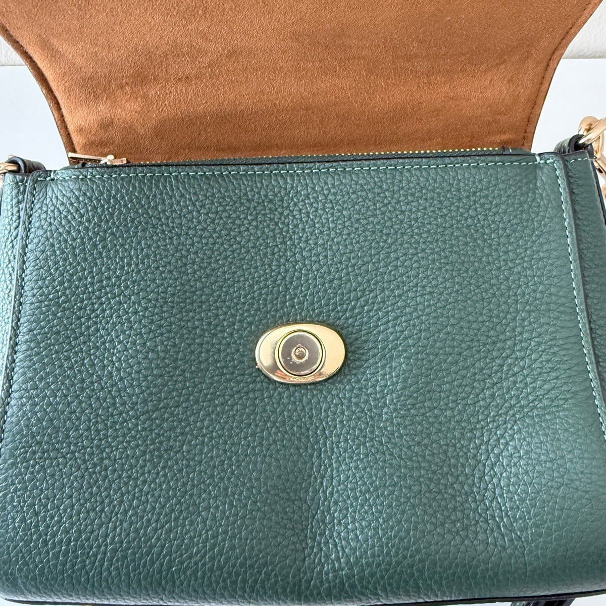 Coach Morgan Top Handle Satchel Dark Green Leather CE568