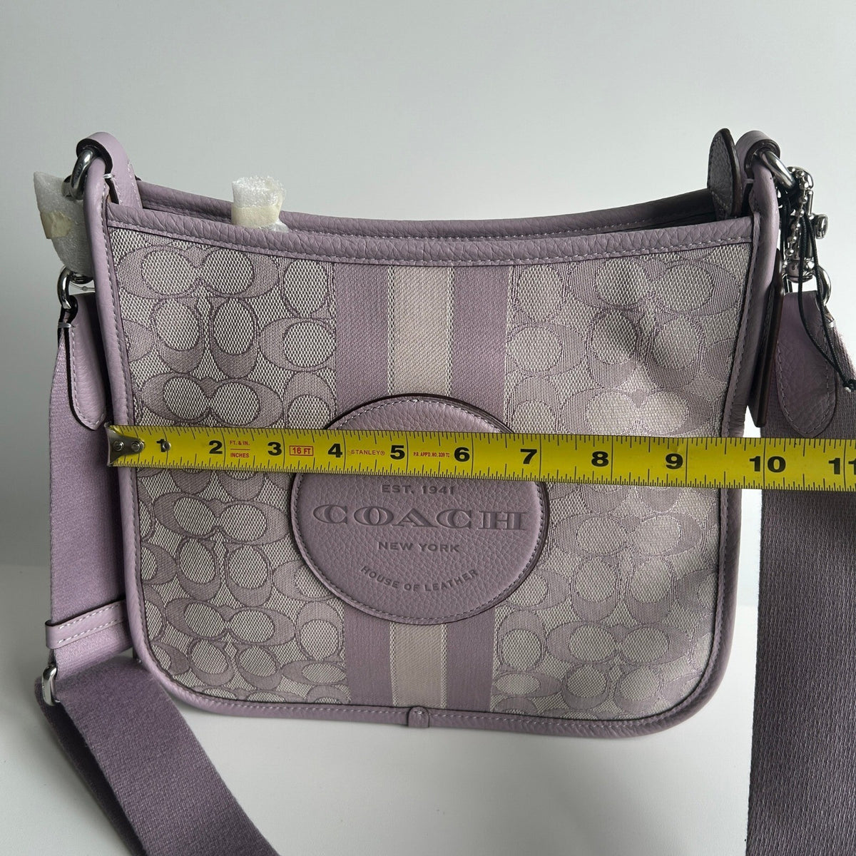 Coach Dempsey File Bag Soft Lilac Signature Jacquard Crossbody CA195