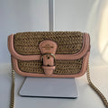 Coach Kleo Crossbody Natural Faded Blush Straw Leather C9925 Bag