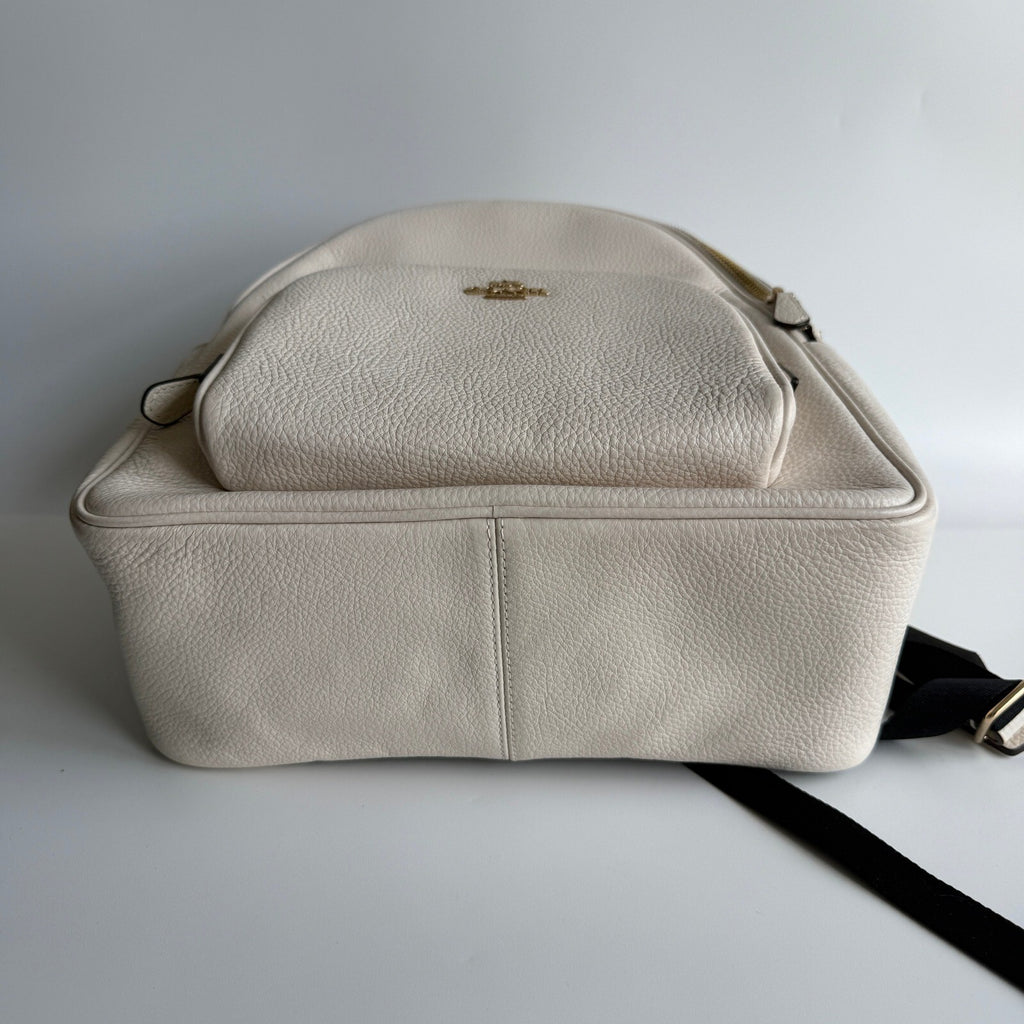 Coach Court Backpack Chalk White Pebble Leather Bag 5666