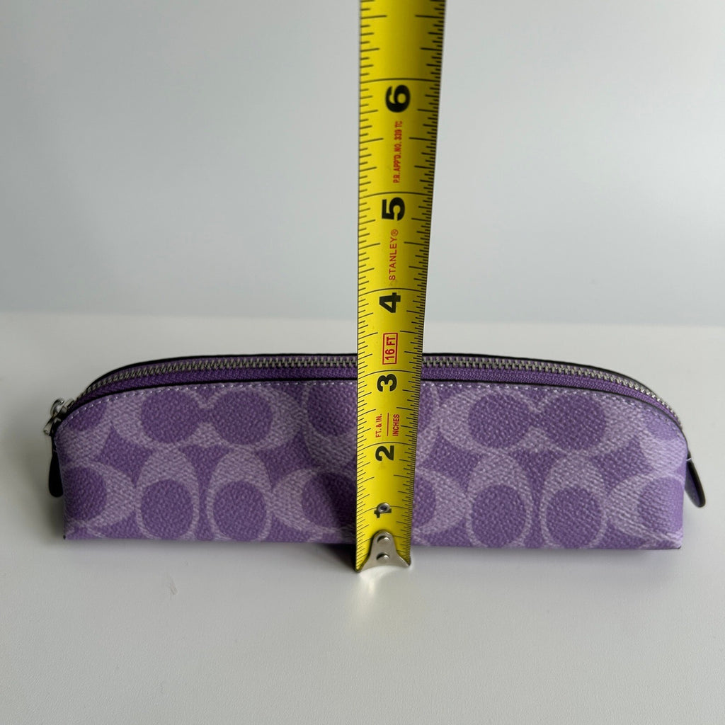 Coach Signature Pencil Case Iris Purple Coated Canvas Pouch CZ206