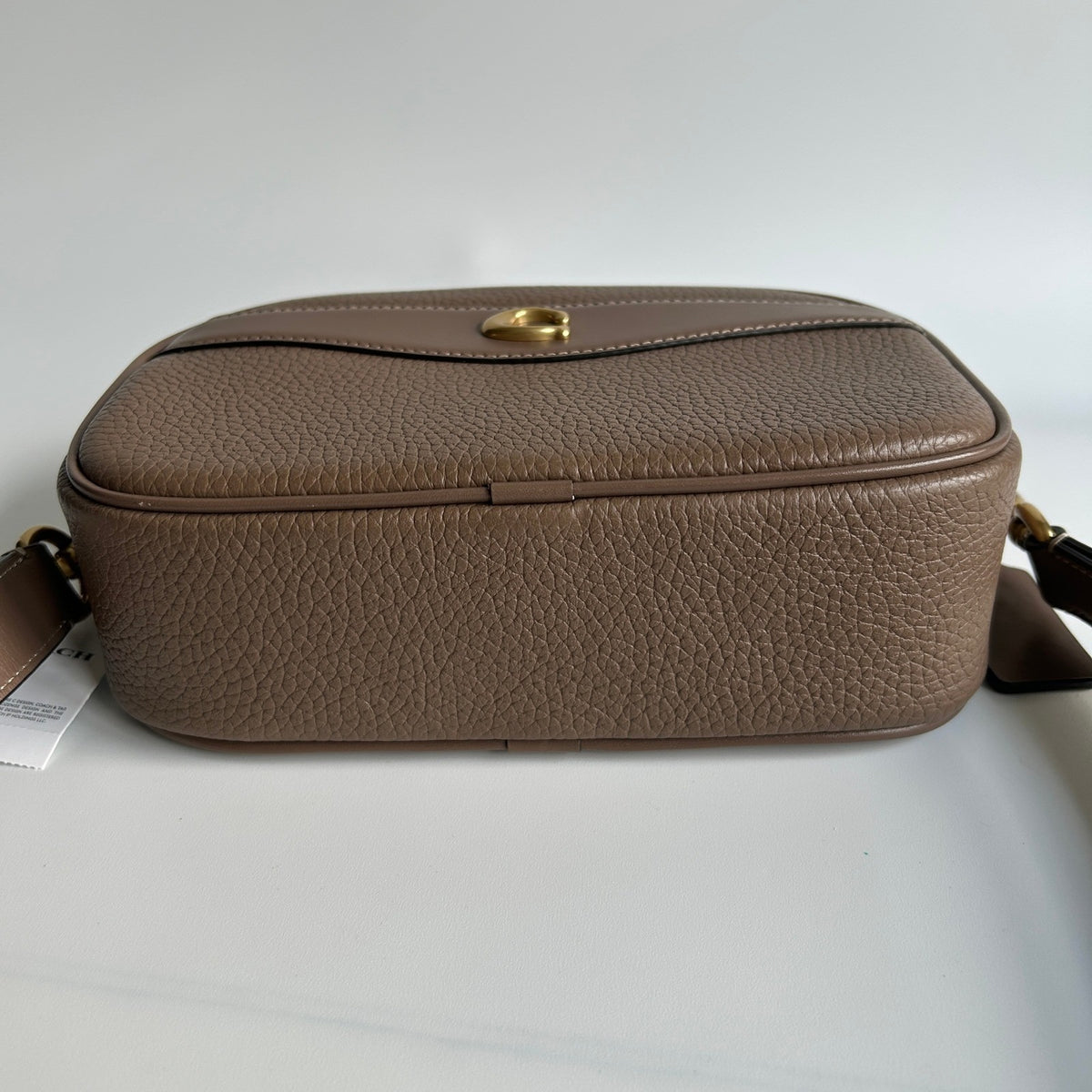 Coach Camera Bag Dark Stone Soft Pebble Leather Crossbody CC386