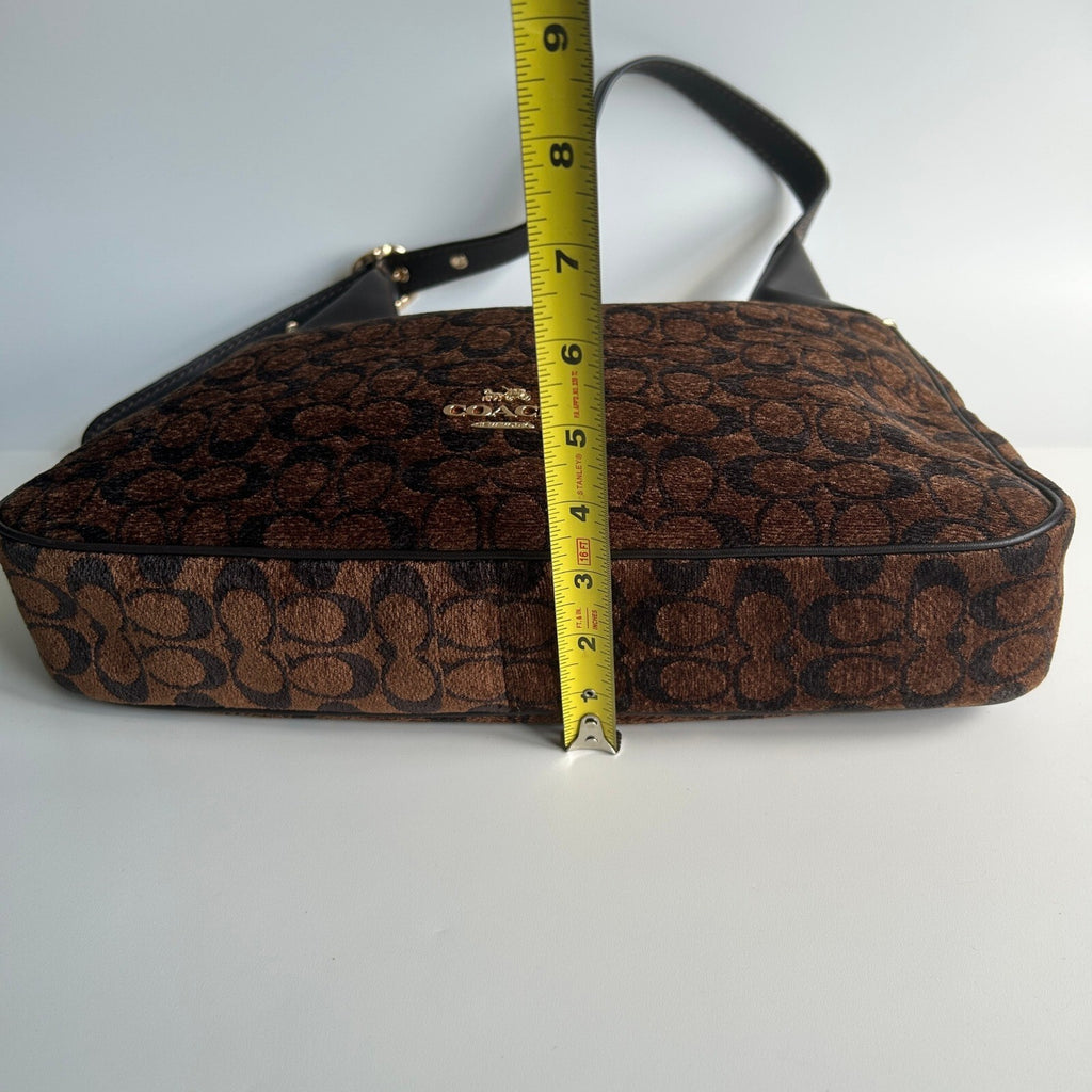 Coach Ella Shoulder Bag Truffle Brown Signature Chenille CCE49