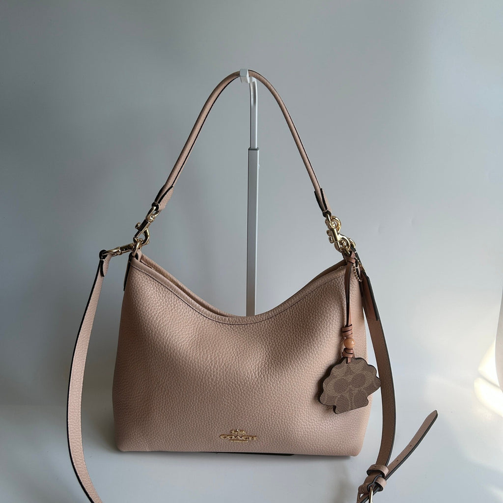 Coach Laurel Shoulder Bag Cream Tan Pebbled Leather Bag CBH81