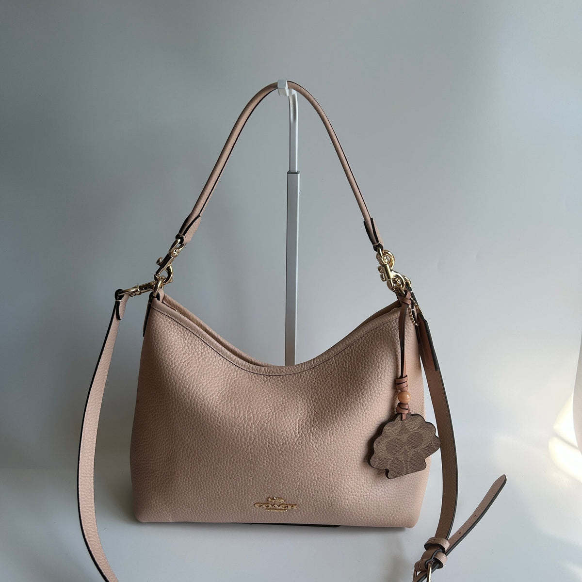 Coach Laurel Shoulder Bag Cream Tan Pebbled Leather Bag CBH81