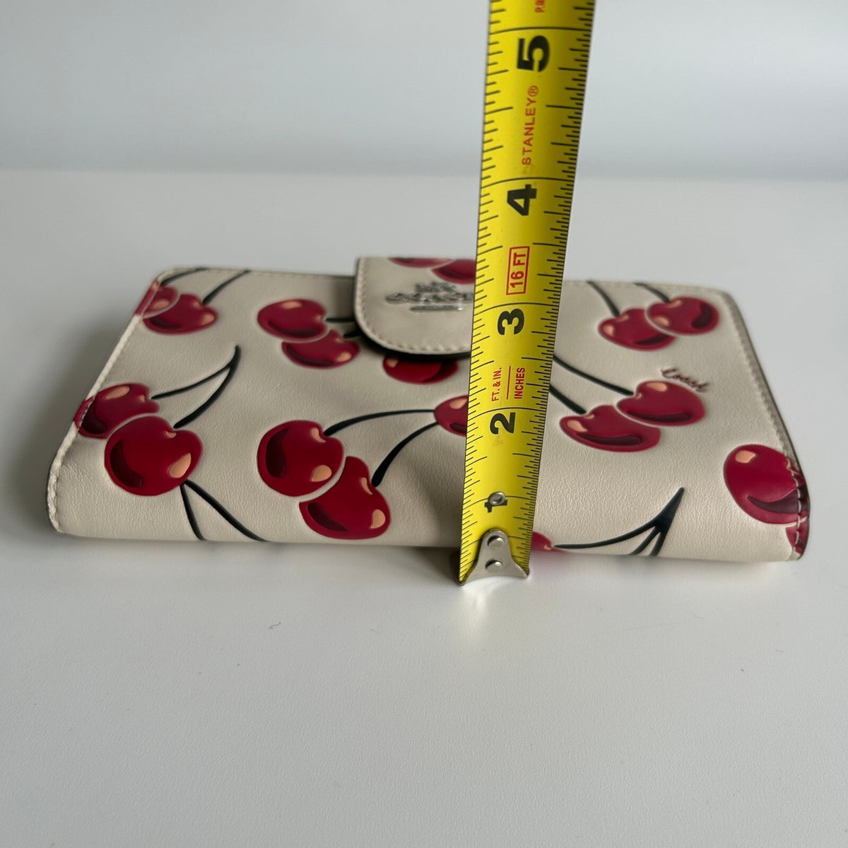 Coach Phone Wallet Cherry Print Chalk Multi Leather Wristlet CZ331
