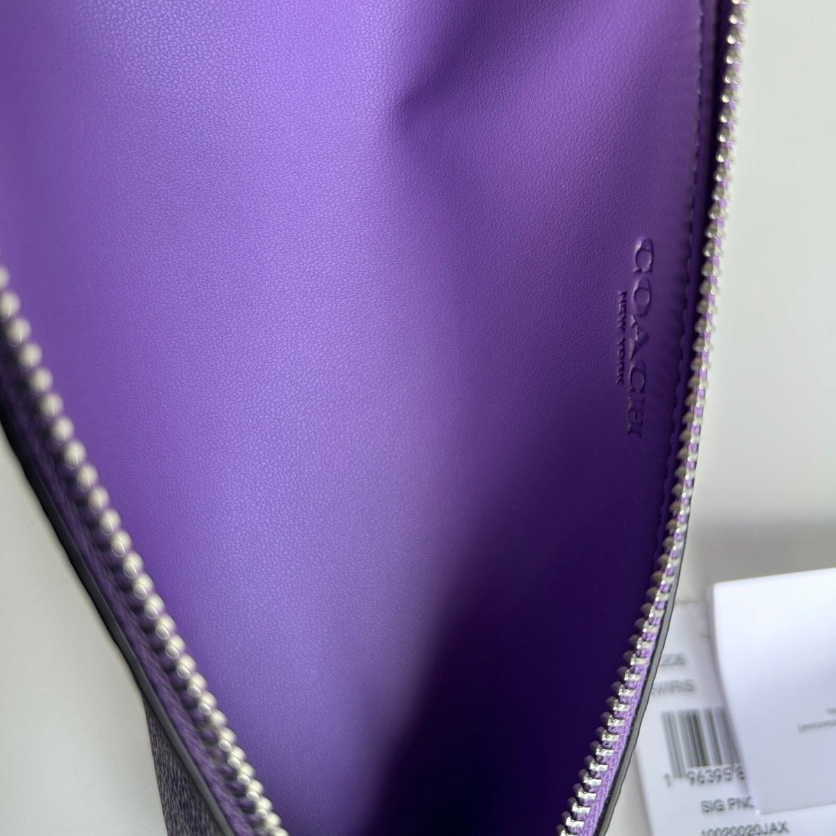 Coach Signature Pencil Case Iris Purple Coated Canvas Pouch CZ206