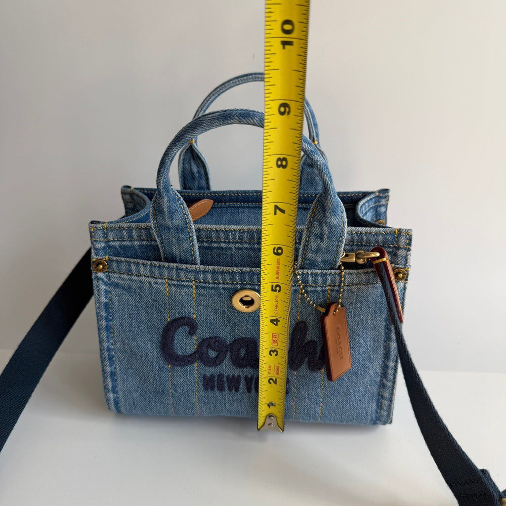 Coach Mini Cargo Tote Bag 20 Indigo Blue Denim Crossbody CZ100