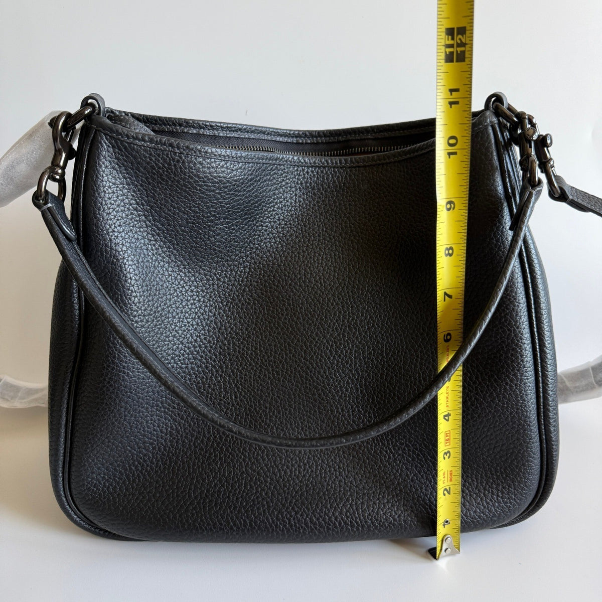 Coach Cary Black Soft Pebble Leather Shoulder Bag CC435 Crossbody Hobo