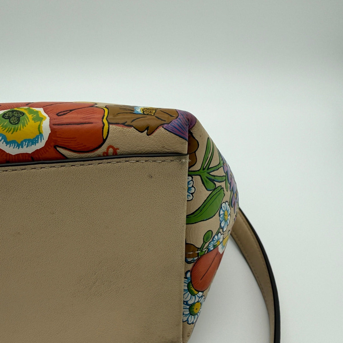 Coach Laurel Shoulder Bag Ivory Multi Pebble Leather Garden Floral Print CT222