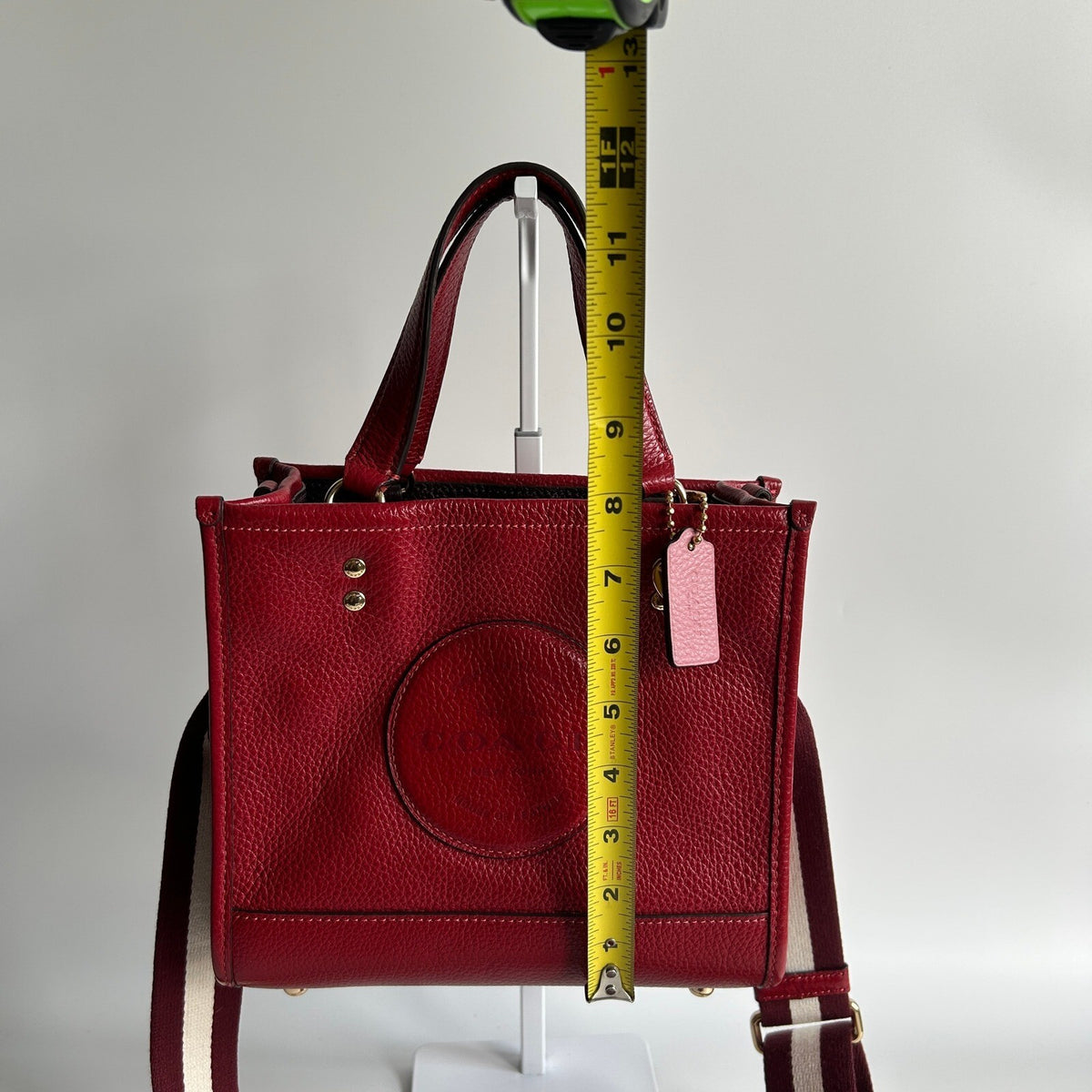 Coach Dempsey Tote 22 Red Refined Pebble Leather Bag C7683