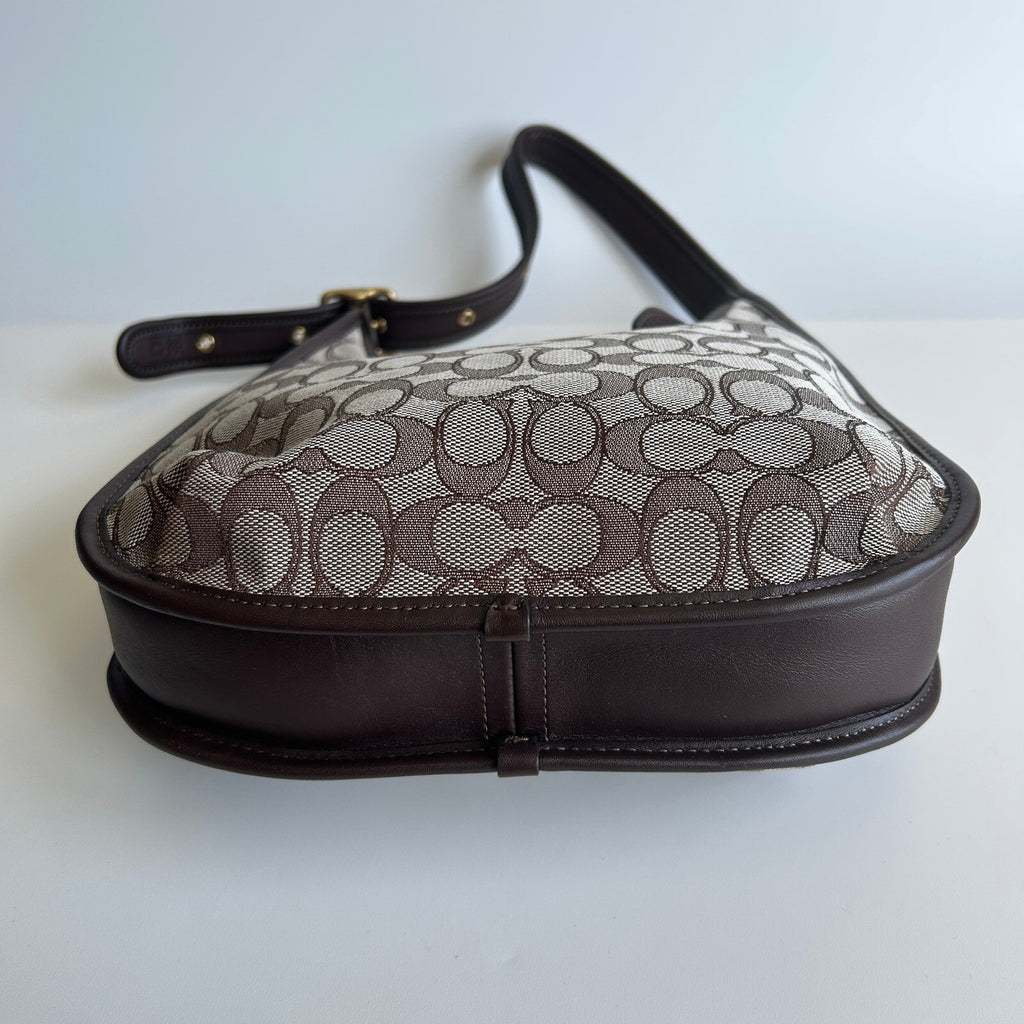 Coach Ergo Curve Zip Hobo Brown Signature Jacquard Shoulder Bag C2588