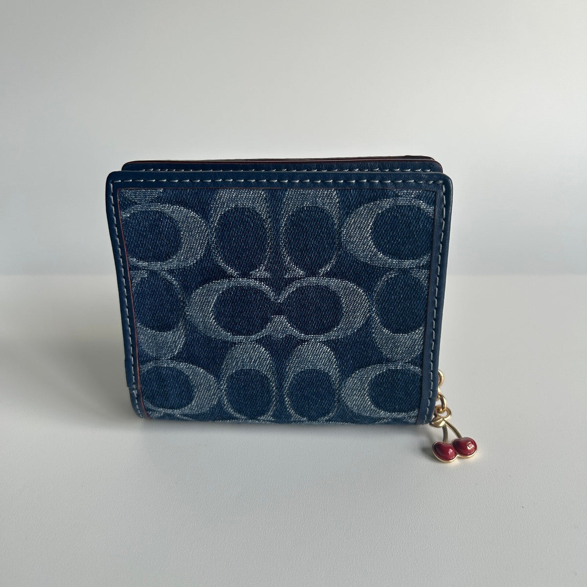Coach Snap Wallet In Signature Denim Indigo Blue Compact Bifold CAA86