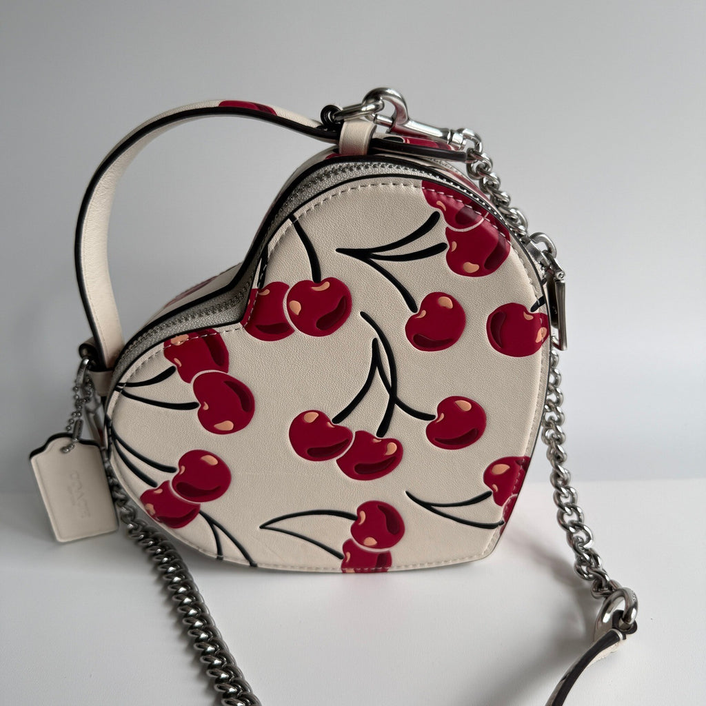 Coach Heart Crossbody Cherry Print Chalk Multi Leather Bag CAB06