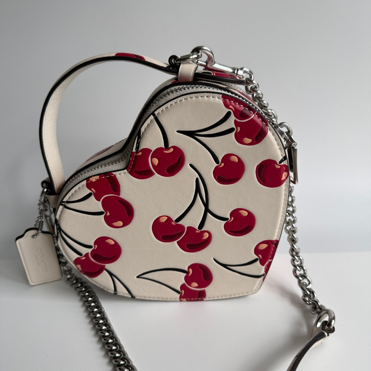 Coach Heart Crossbody Cherry Print Chalk Multi Leather Bag CAB06