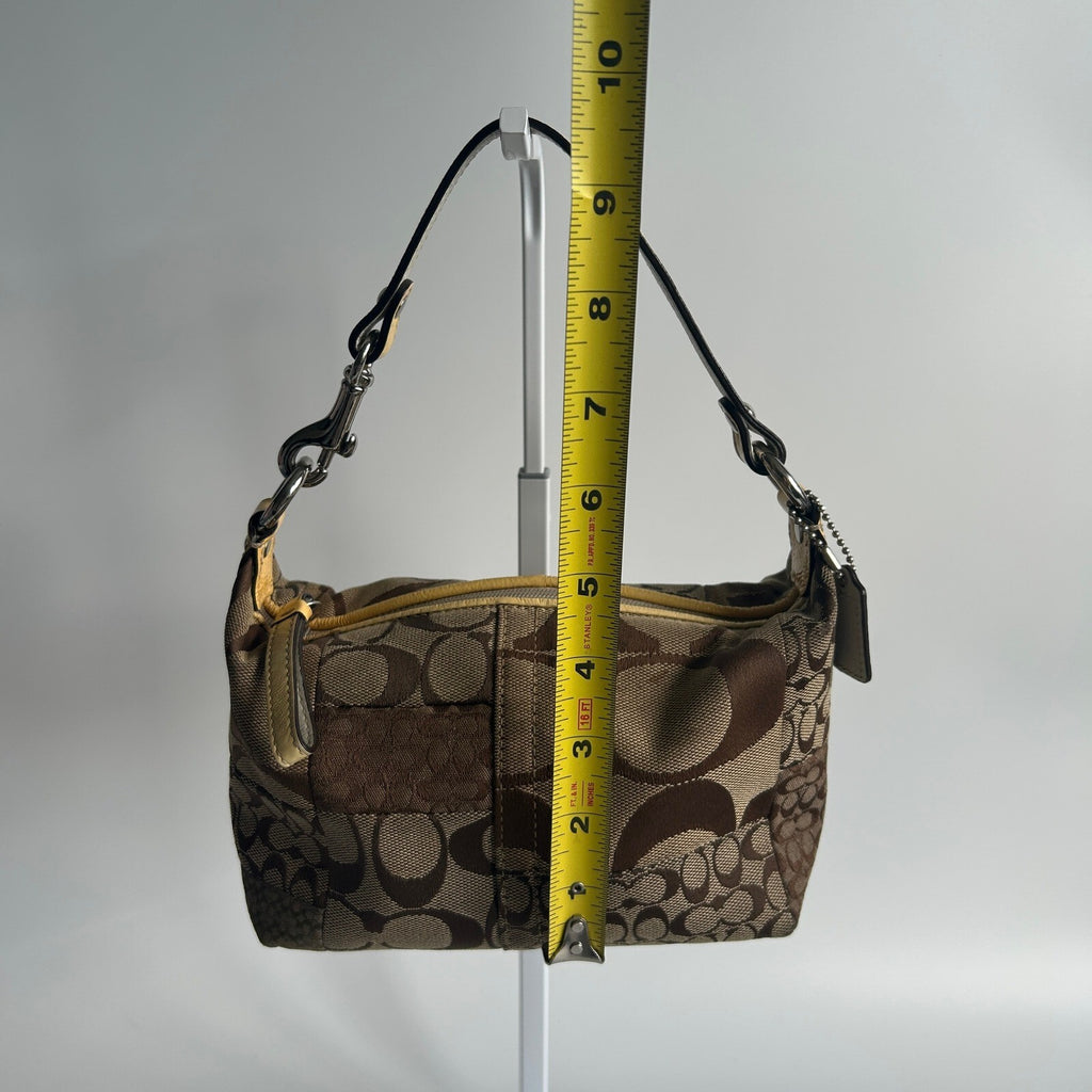 Coach Signature Patchwork Brown Canvas Demi Baguette 40914