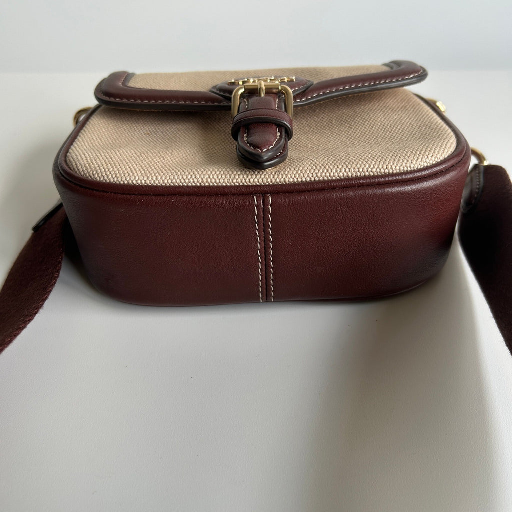 Coach Amelia Small Saddle Bag Natural Multi Canvas Leather Crossbody CR257
