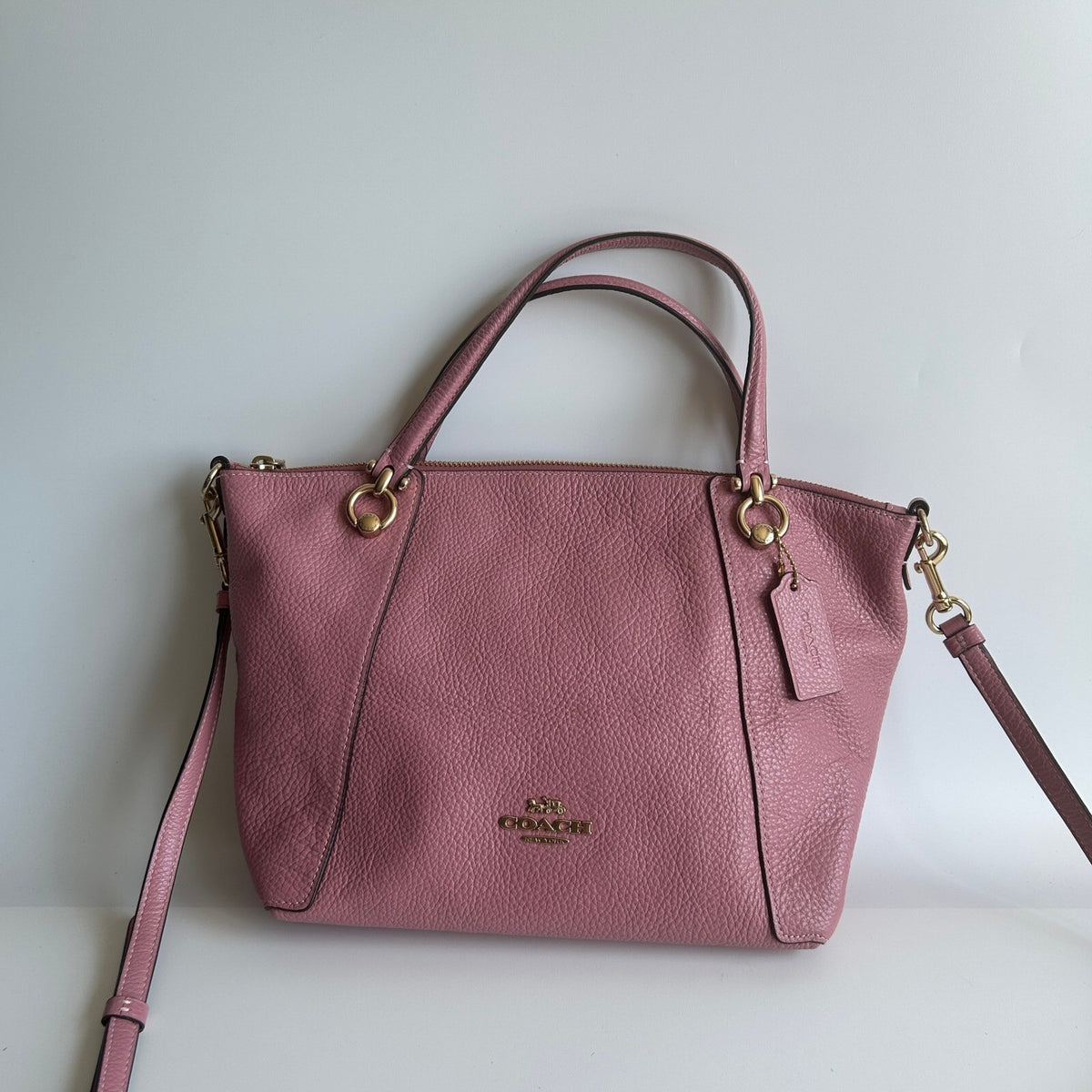 Coach Kacey Satchel True Pink Pebbled Leather Bag C6229