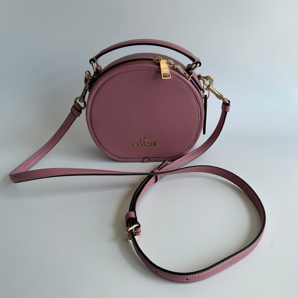 Coach Canteen Crossbody Pink Pebble Leather Round Bag 2256