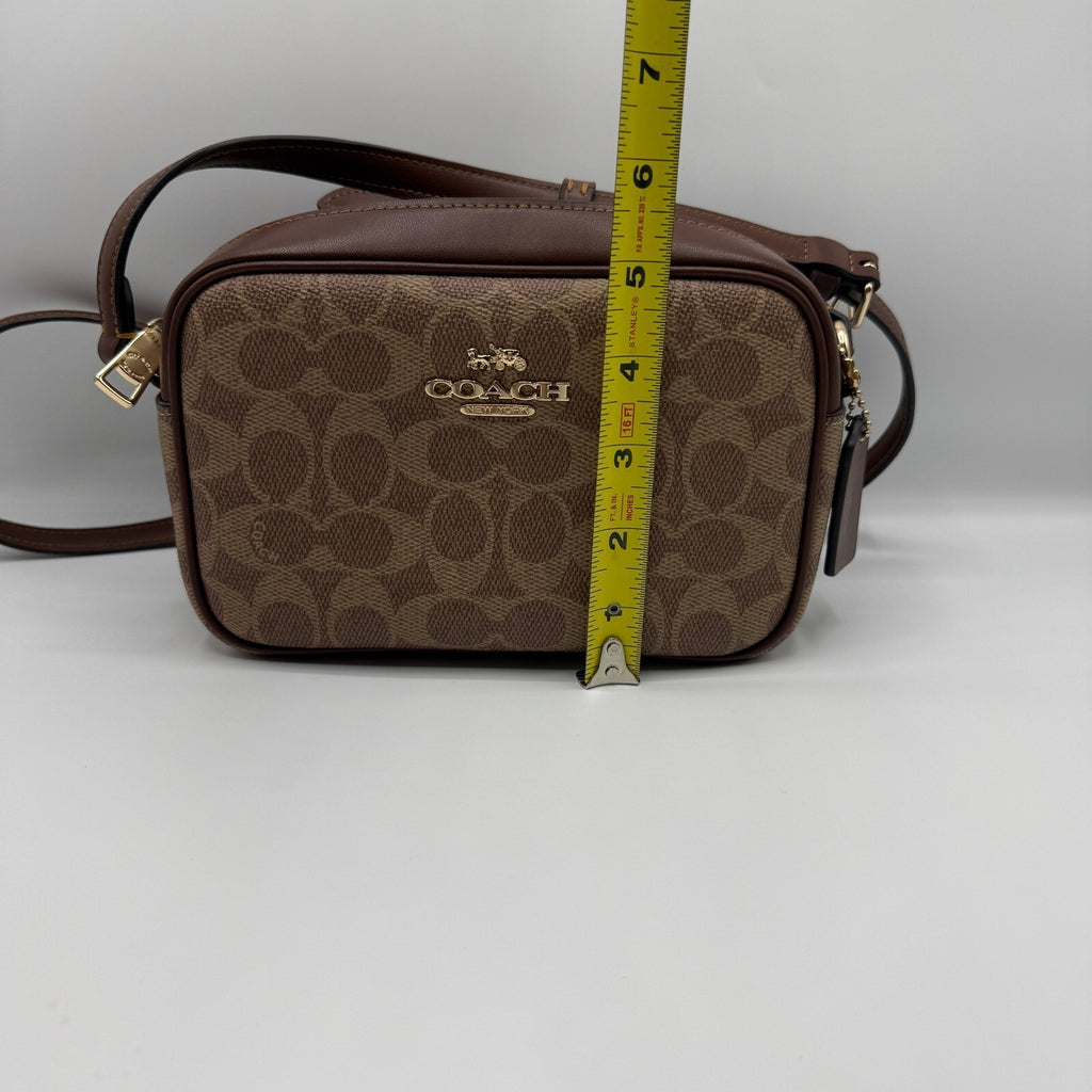 Coach Mini Jamie Camera Bag Khaki Signature Canvas Crossbody CY752