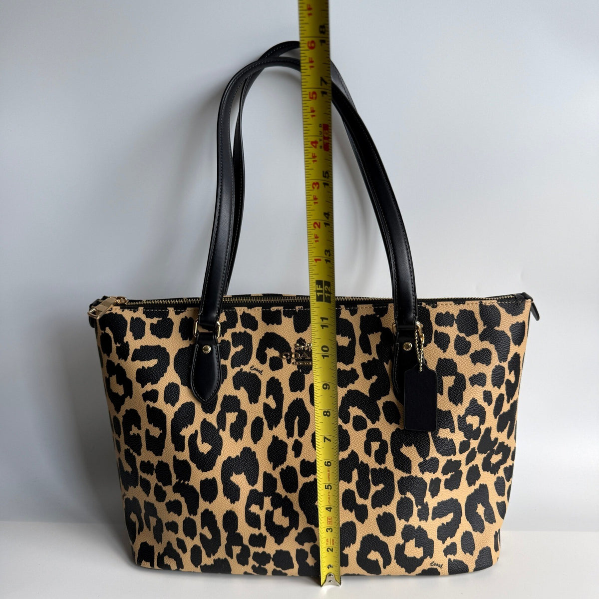 Coach Gallery Tote Leopard Coated Canvas Leather Bag CY347