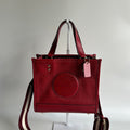 Coach Dempsey Tote 22 Red Refined Pebble Leather Bag C7683