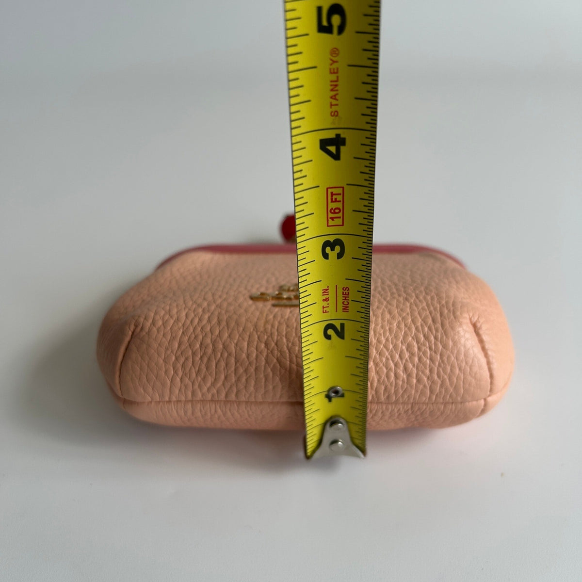 Coach Nora Kisslock Card Case Pink Pebbled Leather Coin Purse C8334