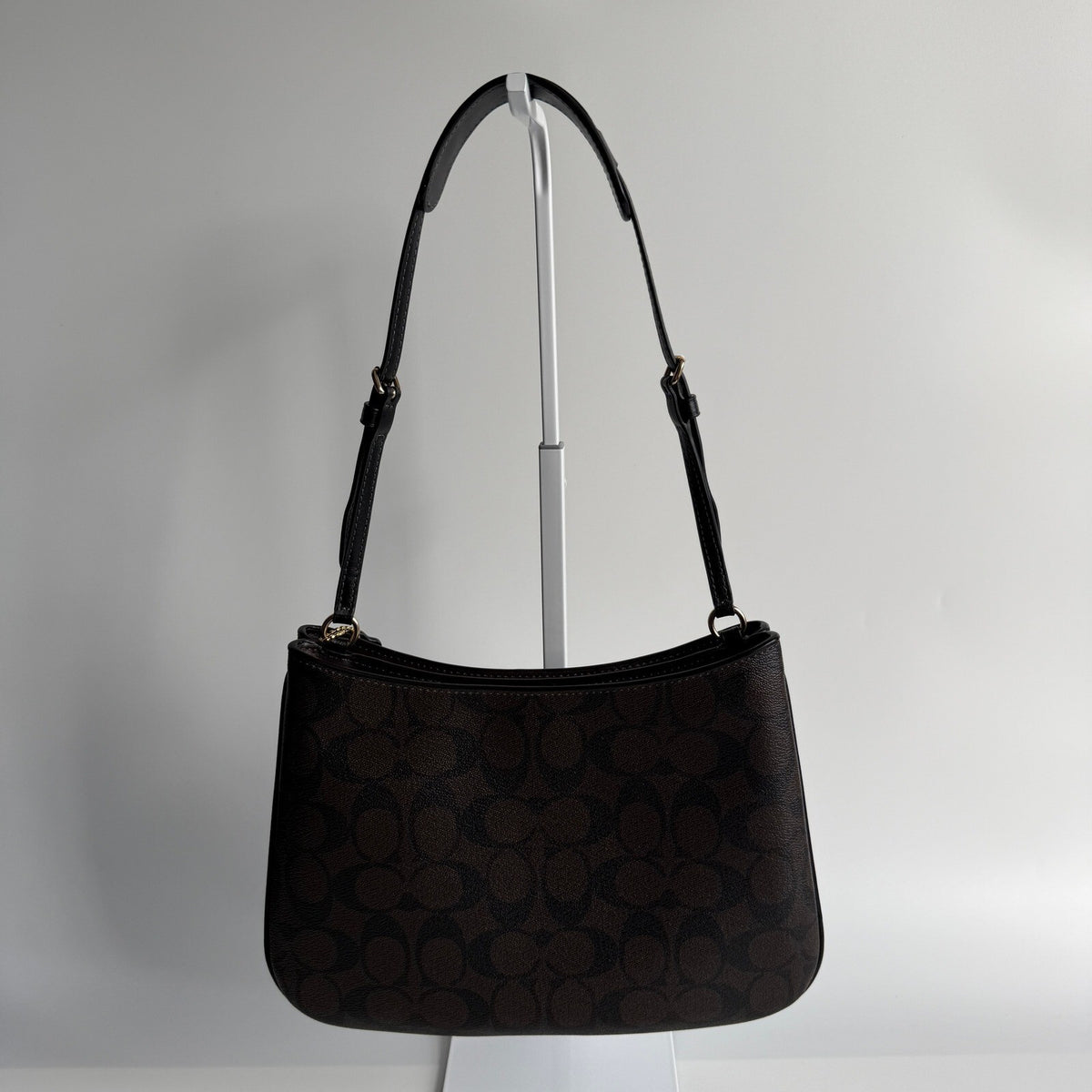 Coach Penelope Shoulder Bag Brown Black Signature Canvas CO953