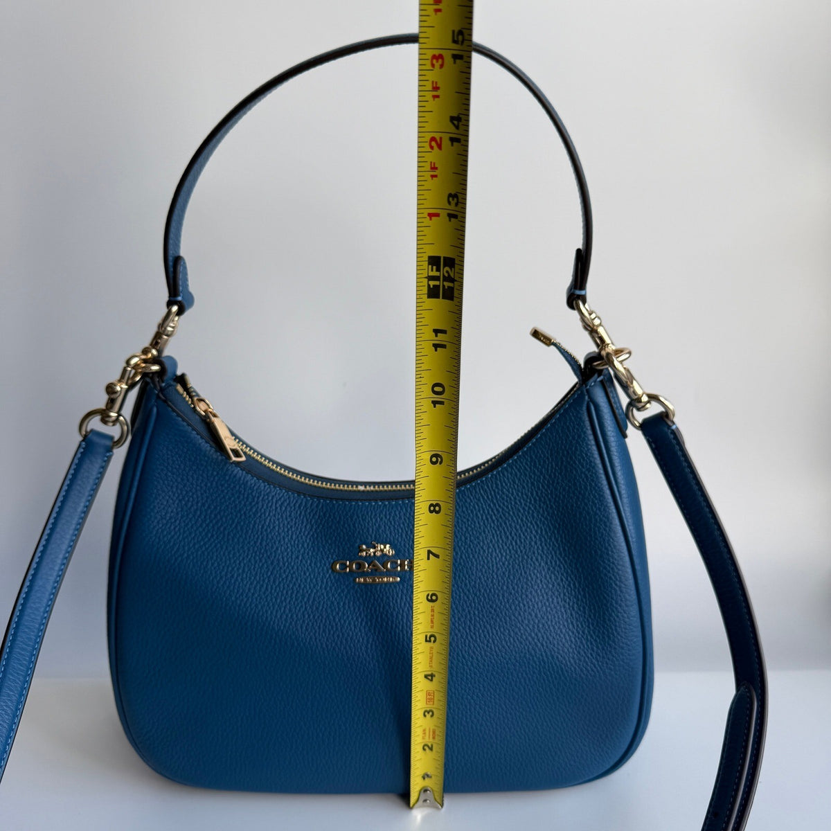 Coach Teri Hobo Racer Blue Refined Pebble Leather Shoulder Bag CV935