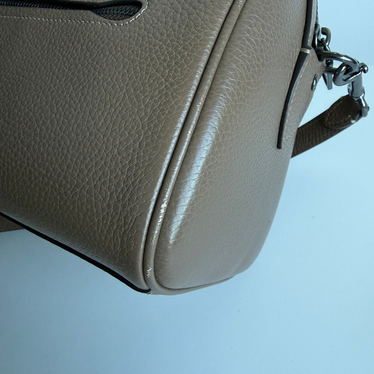 Coach Rowan Satchel Dark Stone Pebbled Leather Bag CV960