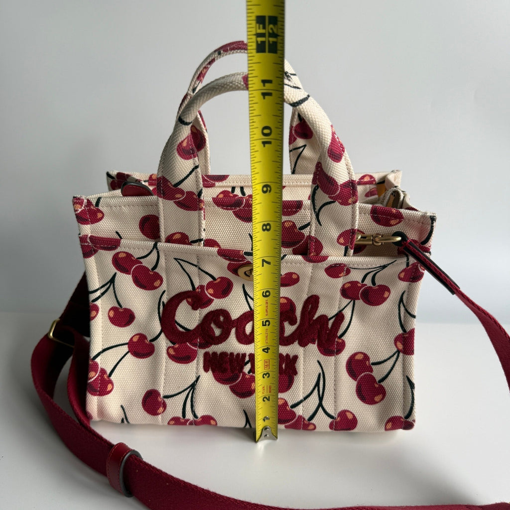 Coach Cargo Tote Bag 26 Chalk Multi Cherry Print Canvas CY935