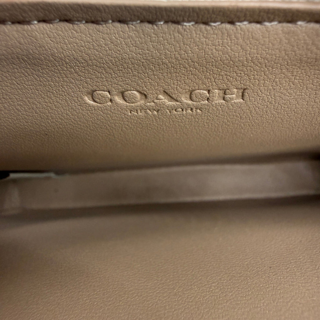 Coach Zip Card Case Black White Signature Canvas Leather Wallet CP468