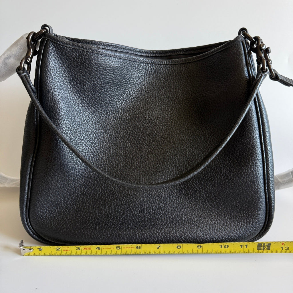 Coach Cary Black Soft Pebble Leather Shoulder Bag CC435 Crossbody Hobo