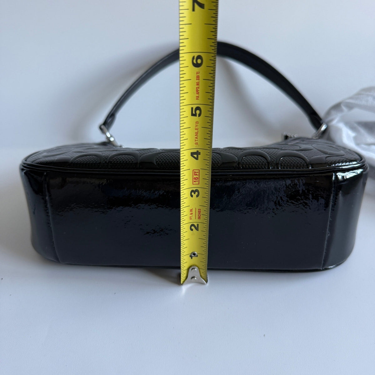 Coach Teri Black Signature Embossed Patent Leather Shoulder Bag CDY98