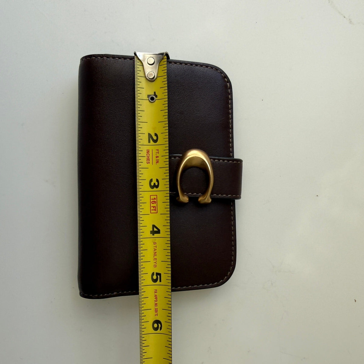 Coach Tabby Medium Compact Wallet Maple Brown Leather CY234