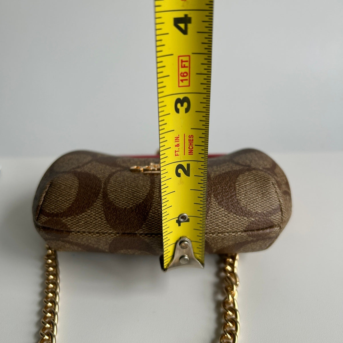 Coach Nora Kisslock Card Case Red Signature Canvas Crossbody Wallet CH520