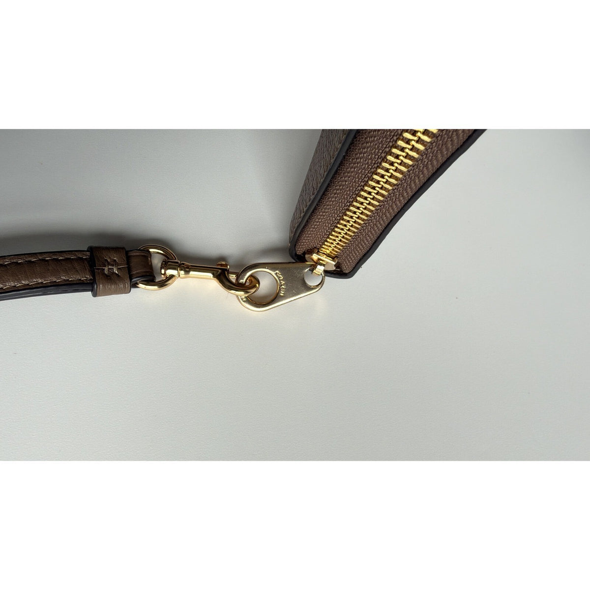 Coach Long Zip Around Wallet Taupe Leather Wristlet C4451