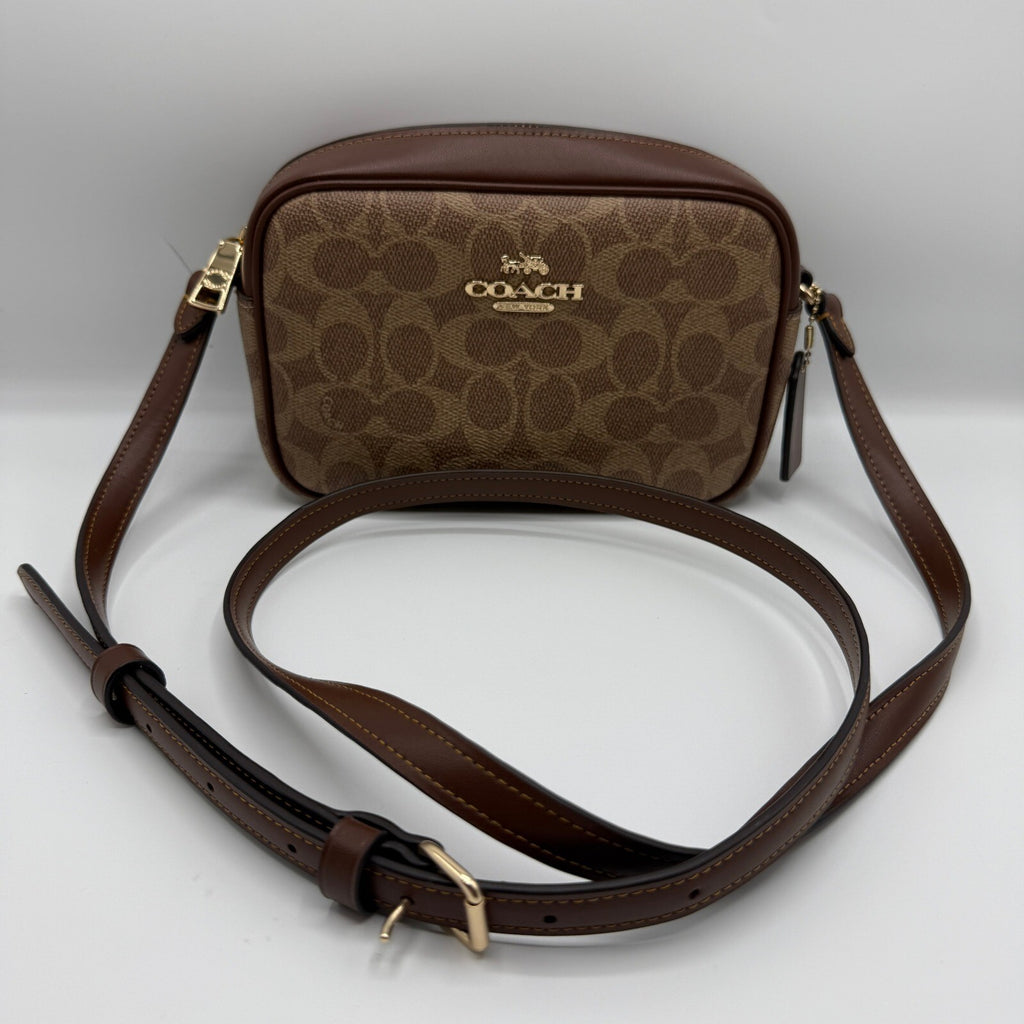 Coach Mini Jamie Camera Bag Khaki Signature Canvas Crossbody CY752